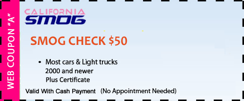 smog check coupon for use at California Smog Check Visalia